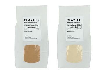 Claytec Lehm Fugen Füller Natur Hell, 1,5 kg Beutel, trocken, ca. 2.5 l Fugenmasse 